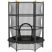 HOMCOM Trambulină Elastică pentru Copii 3-10 Ani cu Plasă de Siguranță și Țevi Capitonate, Ø140 x 190 cm, Negru | Aosom Romania 