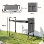 Outsunny Genuncheră și Bancă de Grădină Pliabilă 2 în 1, Culoare Verde Negru 