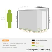 Outsunny Casă din Metal Galvanizat 7 x 5ft, cu Ușă Glisantă | Aosom Romania 