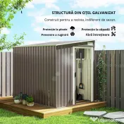 Outsunny Casă din Metal Galvanizat 7 x 5ft, cu Ușă Glisantă | Aosom Romania 