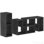 HOMCOM Mobilier TV modulabil pentru televizoare de până la 75" cu 2 rafturi în formă de L și poliță dreptunghiulară, din lemn, 134-180x30,5x44 cm, negru