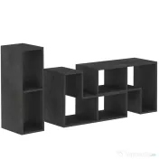 HOMCOM Mobilier TV modulabil pentru televizoare de până la 75" cu 2 rafturi în formă de L și poliță dreptunghiulară, din lemn, 134-180x30,5x44 cm, negru