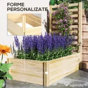 Outsunny Strat pentru Grădină Înălțat cu Fund Deschis, 115x60x110 cm, Lemn Natural | Aosom Romania 