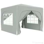 Outsunny Pavilion Pliabil cu Ferestre Laterale și Geantă de Transport, 300x300x273 cm, Gri Deschis | Aosom Romania 