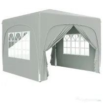 Outsunny Pavilion Pliabil cu Ferestre Laterale și Geantă de Transport, 300x300x273 cm, Gri Deschis | Aosom Romania