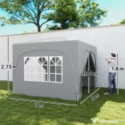 Outsunny Pavilion Pliabil cu Ferestre Laterale și Geantă de Transport, 300x300x273 cm, Gri Deschis | Aosom Romania 