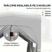 Outsunny Pavilion Pliabil cu Ferestre Laterale și Geantă de Transport, 300x300x273 cm, Gri Deschis | Aosom Romania 