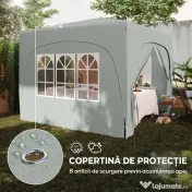 Outsunny Pavilion Pliabil cu Ferestre Laterale și Geantă de Transport, 300x300x273 cm, Gri Deschis | Aosom Romania 