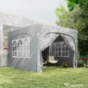 Outsunny Pavilion Pliabil cu Ferestre Laterale și Geantă de Transport, 300x300x273 cm, Gri Deschis | Aosom Romania 
