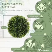 HOMCOM Set de 2 Plante Artificiale Sferice de Cedru, Plante Fictive Anti-UV, Ø45 cm, Verde | Aosom Romania