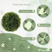 HOMCOM Set de 2 Plante Artificiale Sferice de Cedru, Plante Fictive Anti-UV, Ø45 cm, Verde | Aosom Romania