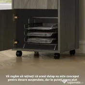 HOMCOM Dulap de Birou cu 4 Roți, Raft Deschis și 2 Sertare, Mobilier de Birou din Lemn și Metal, 40x35x60 cm, Maro | Aosom Romania