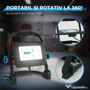 HOMCOM Lampă de Lucru LED, Portabilă și Rezistentă la Intemperii, 25,5x16x25,5 cm, Negru | Aosom Romania 