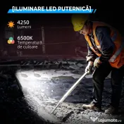 HOMCOM Lampă de Lucru LED, Portabilă și Rezistentă la Intemperii, 25,5x16x25,5 cm, Negru | Aosom Romania 