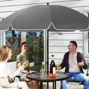 Outsunny Set de Mobilier de Grădină din 6 Piese cu Umbrelă de Soare,  Masă și Scaune Pliante, Ф80x70 cm, Alb Crem | Aosom Romania 