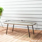 Outsunny Măsuță de Grădină din Ratan PE și Sticlă 110x60x40 cm Lemn Natural | Aosom Romania 