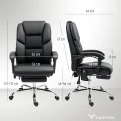 HOMCOM Scaun de Birou cu Masaj prin Vibrații, Spătar Înalt și Înălțime Reglabilă, 66x64x113-121 cm, Negru | Aosom Romania 