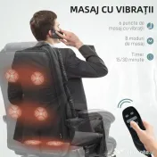 HOMCOM Scaun de Birou cu Masaj prin Vibrații, Spătar Înalt și Înălțime Reglabilă, 66x64x113-121 cm, Negru | Aosom Romania 