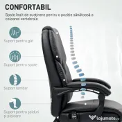 HOMCOM Scaun de Birou cu Masaj prin Vibrații, Spătar Înalt și Înălțime Reglabilă, 66x64x113-121 cm, Negru | Aosom Romania 