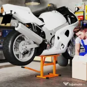 DURHAND Suport Motociclete din Metal, Suport pentru Motociclete cu Suprafața și Manivelă din Cauciuc, 48x34x43 cm, Portocaliu 