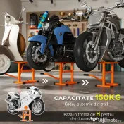 DURHAND Suport Motociclete din Metal, Suport pentru Motociclete cu Suprafața și Manivelă din Cauciuc, 48x34x43 cm, Portocaliu 