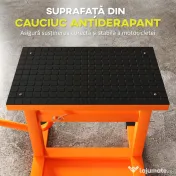 DURHAND Suport Motociclete din Metal, Suport pentru Motociclete cu Suprafața și Manivelă din Cauciuc, 48x34x43 cm, Portocaliu 