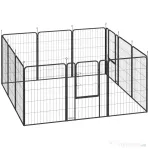 PawHut Țarc cu 12 Panouri din Oțel pentru Câini de Talie Medie, 80 cm Înălțime, Negru | Aosom Romania