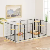 PawHut Țarc cu 12 Panouri din Oțel pentru Câini de Talie Medie, 80 cm Înălțime, Negru | Aosom Romania 