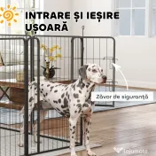 PawHut Țarc cu 12 Panouri din Oțel pentru Câini de Talie Medie, 80 cm Înălțime, Negru | Aosom Romania 