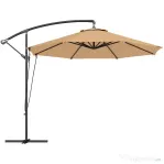 Outsunny Umbrelă de Soare cu Corzi Anti-Vânt, Orificii de Aerisire, Bază în Cruce și Manivelă, Φ290x243 cm, Gri