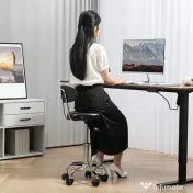 HOMCOM Scaun Rotativ Reglabil la 360°, Scaun Estetician cu Spătar, Roți și Suport pentru Picioare, din Oțel, Piele Sintetică, 32x40x70-86 cm, Negru | Aosom Romania 