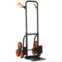 DURHAND Cărucior de Transport pentru Scări cu 6 Roți, Pliabil, Capacitate 120kg, din Oțel, pentru Mutări, Grădinărit, Portocaliu