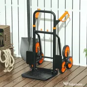 DURHAND Cărucior de Transport pentru Scări cu 6 Roți, Pliabil, Capacitate 120kg, din Oțel, pentru Mutări, Grădinărit, Portocaliu 