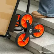 DURHAND Cărucior de Transport pentru Scări cu 6 Roți, Pliabil, Capacitate 120kg, din Oțel, pentru Mutări, Grădinărit, Portocaliu 