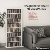 HOMCOM Unitate de Stocare 360 CD/185 DVD/185 Blu-ray - Alb | Aosom Romania 