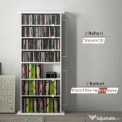 HOMCOM Unitate de Stocare 360 CD/185 DVD/185 Blu-ray - Alb | Aosom Romania 