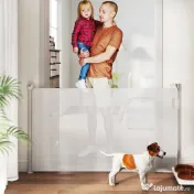 PawHut Gard Extensibil pentru Câini 0-144cm cu Blocare Automată, Alb | Aosom Romania 
