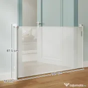 PawHut Gard Extensibil pentru Câini 0-144cm cu Blocare Automată, Alb | Aosom Romania 