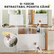 PawHut Gard Extensibil pentru Câini 0-144cm cu Blocare Automată, Alb | Aosom Romania 
