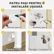 PawHut Gard Extensibil pentru Câini 0-144cm cu Blocare Automată, Alb | Aosom Romania 