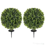 HOMCOM Set 2 Plante Artificiale de Buxus de 40 cm cu Tija Integrată pentru Interior și Exterior, Verde