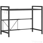 HOMCOM Suport Extensibil pentru Cuptorul cu Microunde cu 2 Nivele și 3 Gănci, din Metal, 39.5-64x32x47.5 cm, Negru