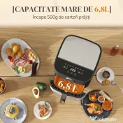 HOMCOM Friteuză cu Aer de 8L 1700W cu 8 Programe și Display LED Negru | Aosom Romania