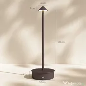 HOMCOM Lampă de Masă Reîncărcabilă cu USB, Lampă Fără Fir cu Temperatura Culorii Reglabilă 3000K/4500K/6500K, Control Touch, Autonomie 4-8 Ore, Cafea | Aosom Romania
