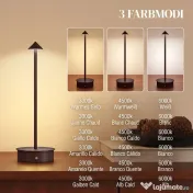 HOMCOM Lampă de Masă Reîncărcabilă cu USB, Lampă Fără Fir cu Temperatura Culorii Reglabilă 3000K/4500K/6500K, Control Touch, Autonomie 4-8 Ore, Cafea | Aosom Romania