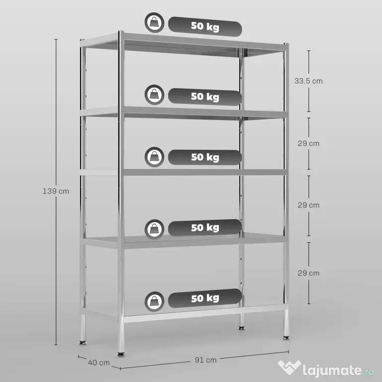 HOMCOM Raft de Bucătărie cu 5 Nivele din Oțel Inoxidabil 201, Argintiu | Aosom Romania