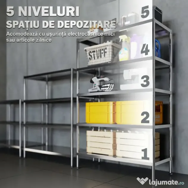 HOMCOM Raft de Bucătărie cu 5 Nivele din Oțel Inoxidabil 201, Argintiu | Aosom Romania