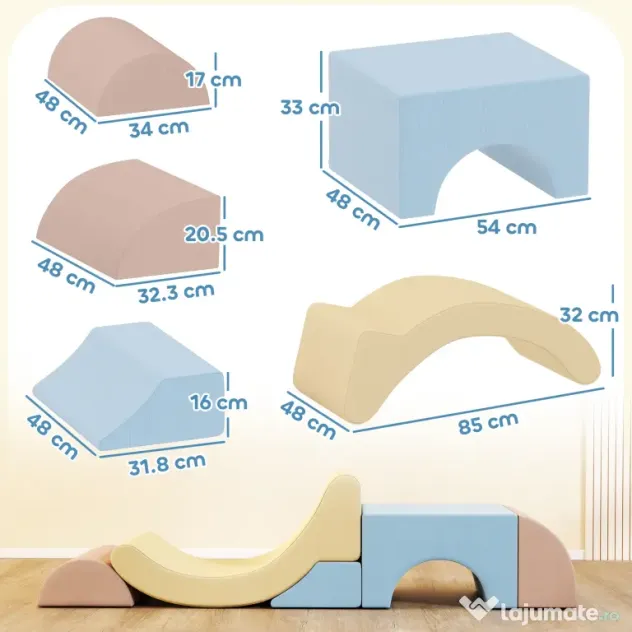 AIYAPLAY Set 5 Blocuri Moi pentru Copii 1.5-8 Ani Multicolor | Aosom Romania