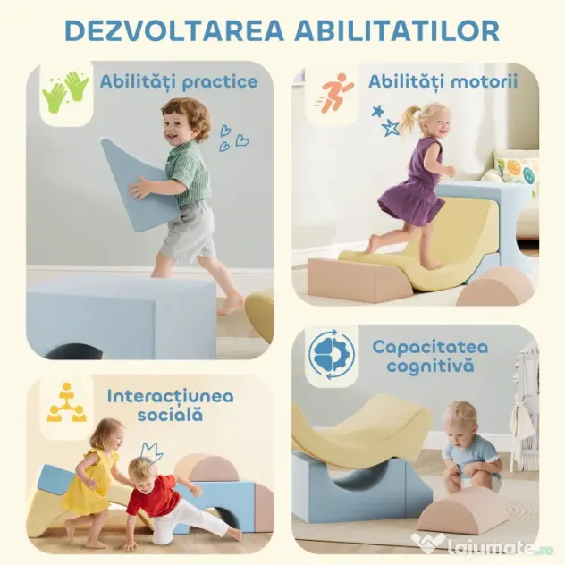 AIYAPLAY Set 5 Blocuri Moi pentru Copii 1.5-8 Ani Multicolor | Aosom Romania