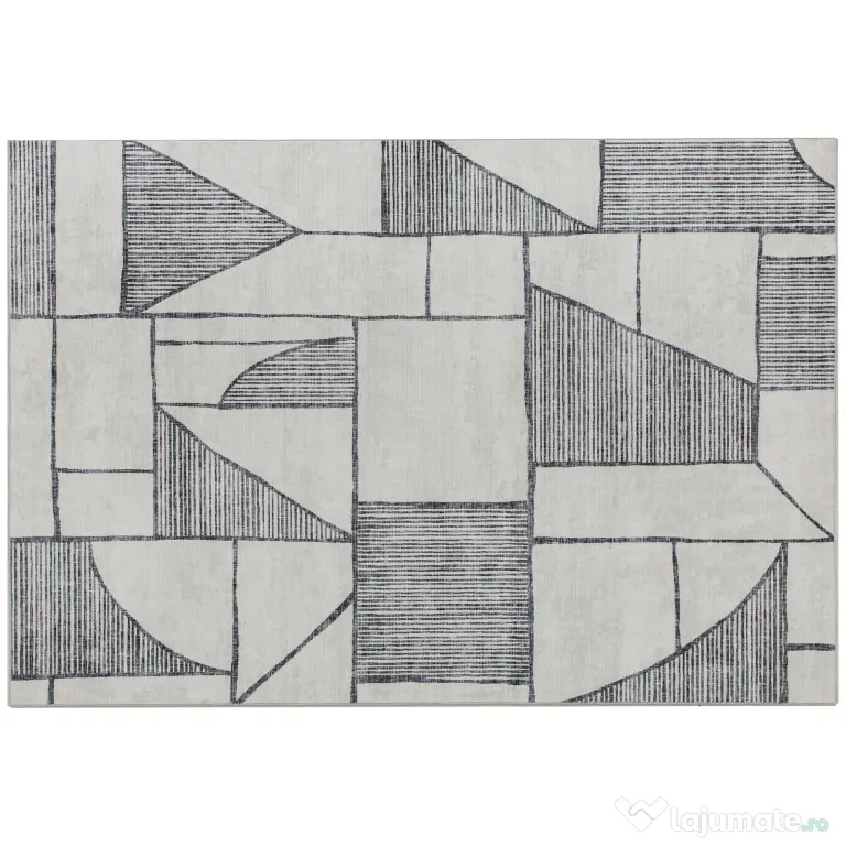 HOMCOM Covor Modern Antiderapant cu Linii Geometrice, din Poliester Multicolor, 230x160x0.7 cm